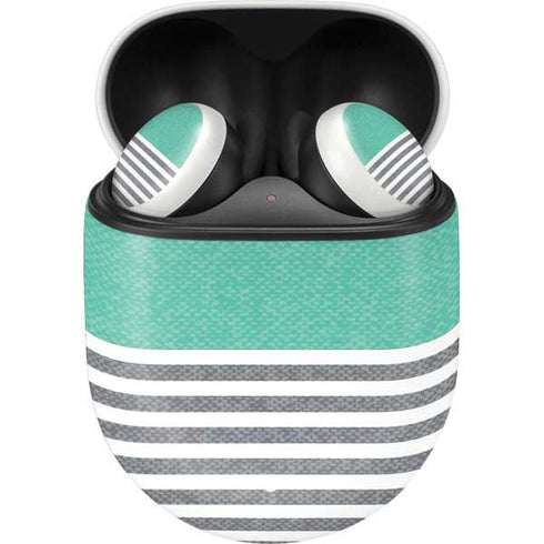 Teal and Grey Stripes Google Pixel Buds Skin